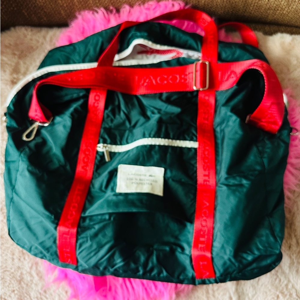 Lacoste Women's Travel Bag in Green and Red